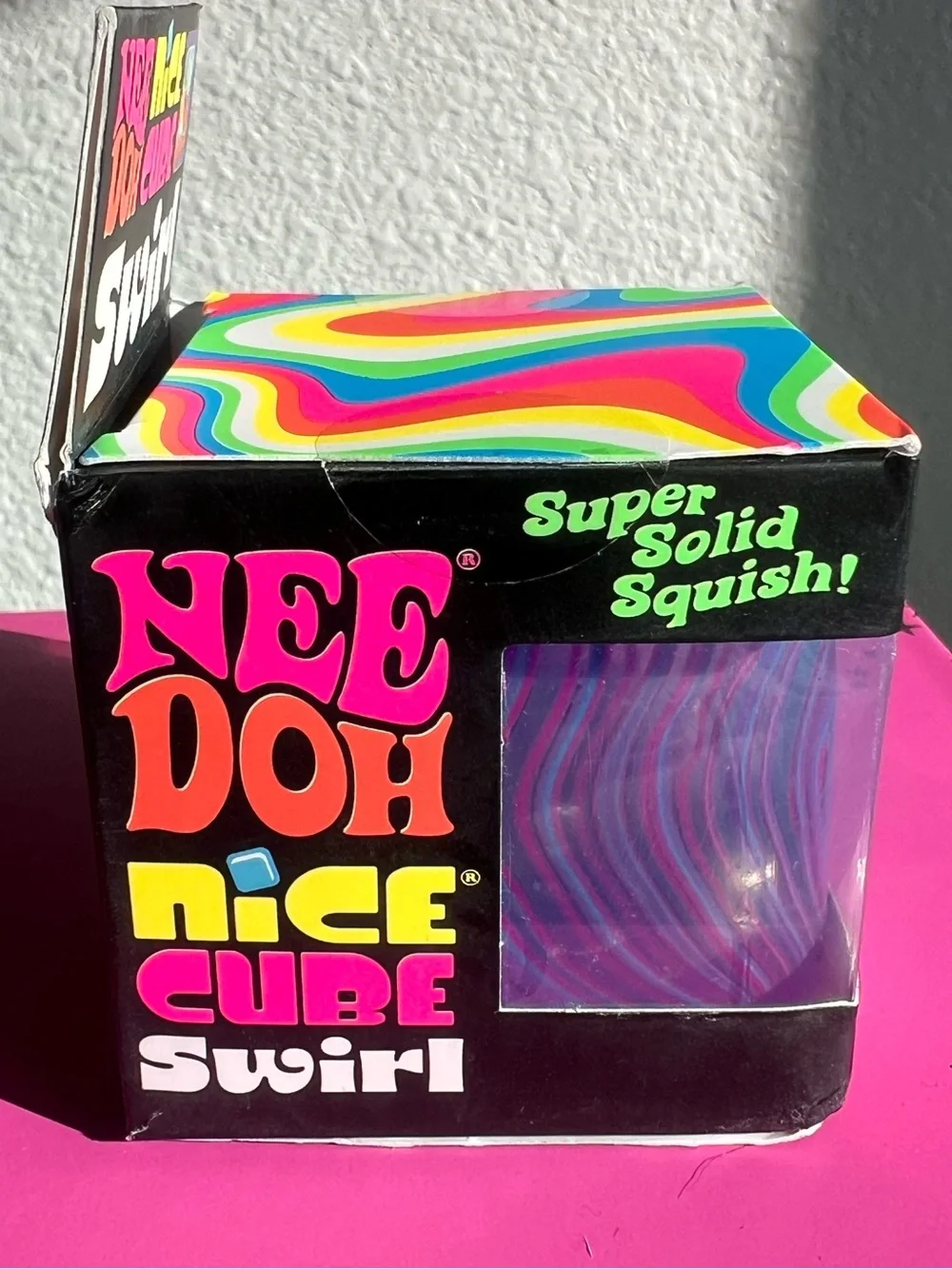 NeeDoh Nice Cube Swirl Super Solid Squish - Purple & Blue